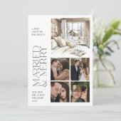 Rustieke Cabin Getrouwd & Vrolijk Foto Collage Vak Feestdagenkaart (Staand voorkant)