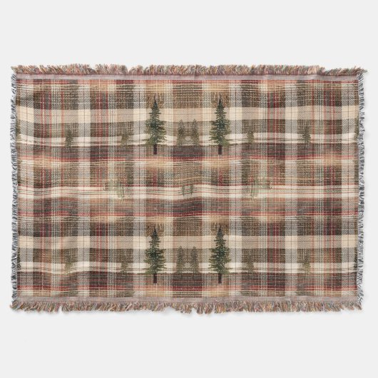 Rustieke Cabin Plaid met pijnbomen Deken (Voorkant)
