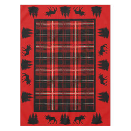 Rustieke Cabine Rood Plaid Zwart Moose Bomen Tafelkleed