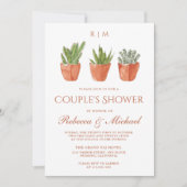 Rustieke Cactus Terracotta Pots Couple's Shower Kaart (Voorkant)