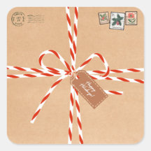 Rustieke cadeaustickers - Suikerstokken en stempel