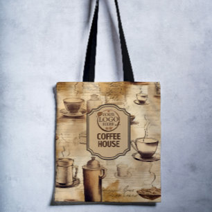  rustieke café en coffeeshop Business Logo Draagtas