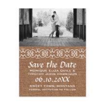 Rustieke Calligraphic Faux Burlap Save the Date