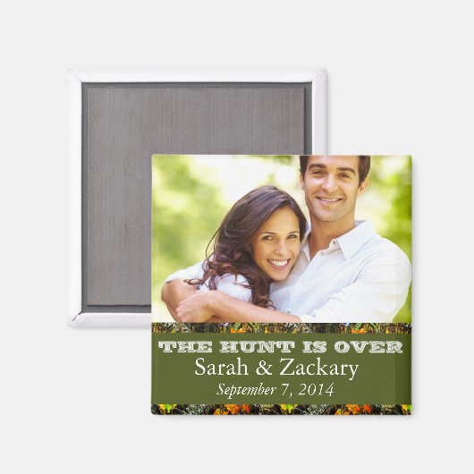 Rustieke Camo Save De Datum Bruiloft Magneet (Voorkant / Achterkant)