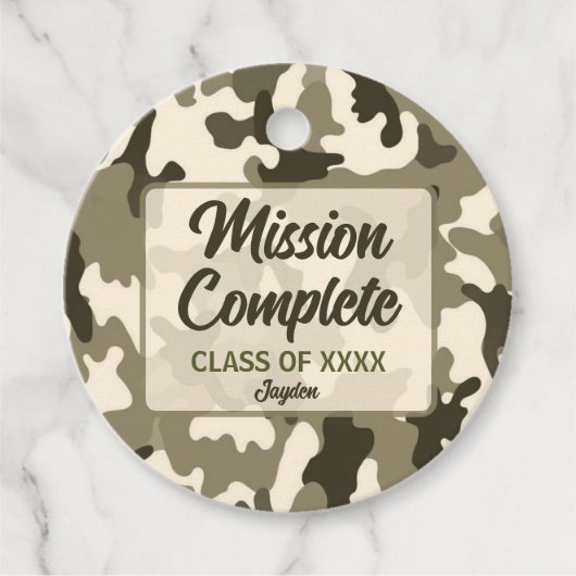 Rustieke Camouflage Aardse tinten van bruin en bru Bedankjes Labels (Voorkant)