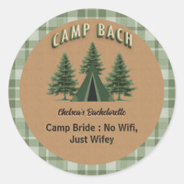 Rustieke Camp Bach Plaid, Evergreen Tent Custom Te Ronde Sticker