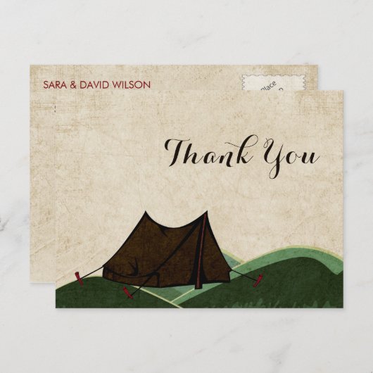 Rustieke Camping Bruiloft Dank U Briefkaart (Voorkant / Achterkant)