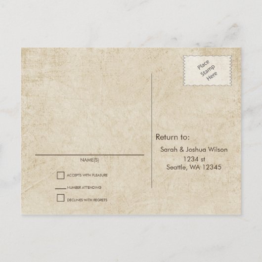 Rustieke Camping Bruiloft RSVP Uitnodiging Briefkaart (Achterkant)