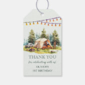 Rustieke Camping Verjaardagsfeest Cadeaulabel (Achterkant)