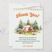 Rustieke Camping Verjaardagsfeest Dank u kaart (Voorkant)