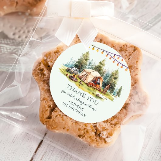 Rustieke Camping Verjaardagsfeest Ronde Sticker