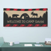 Rustieke camping verjaardagsfeestje welkomstbanner spandoek (Beurs)