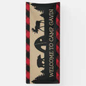Rustieke camping verjaardagsfeestje welkomstbanner spandoek (Verticaal)