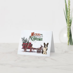 Rustieke Cardigan Corgi Kerstkaart Feestdagen Kaart