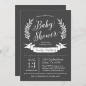 Rustieke Chalkboard Baby shower Invitation Kaart (Voorkant / Achterkant)