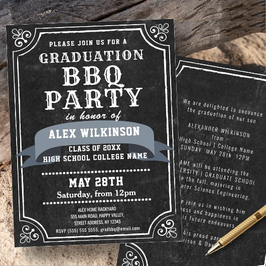 Rustieke Chalkboard Backyard BBQ Party Eenvoudig A Kaart
