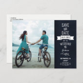 Rustieke Chalkboard Typografie Foto Opslaan van de Aankondigingskaart (Voorkant / Achterkant)