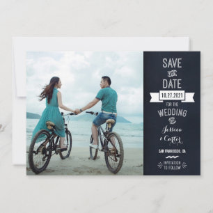 Rustieke Chalkboard Typografie Foto Opslaan van de Save The Date