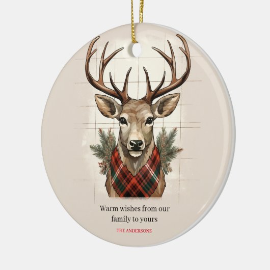 Rustieke Charm Boerderij Schatten met geruite Hert Keramisch Ornament (Links)
