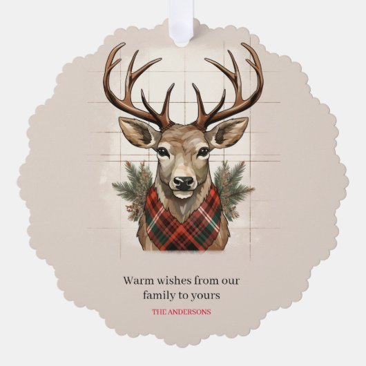 Rustieke Charm Boerderij Schatten met geruite Hert Ornament Kaart (Voorkant)