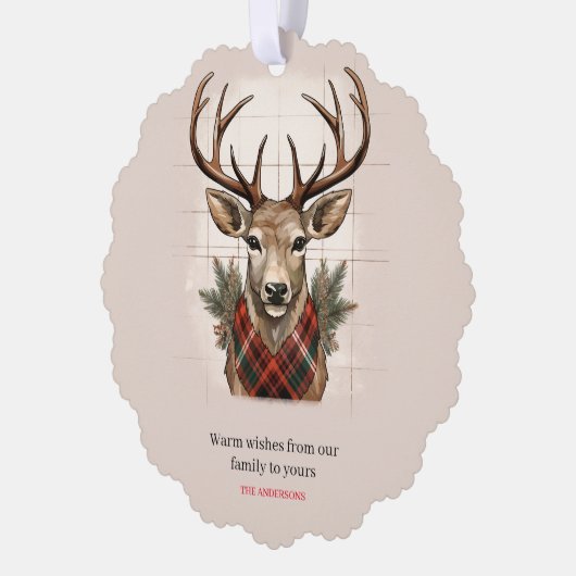 Rustieke Charm Boerderij Schatten met geruite Hert Ornament Kaart (Links)