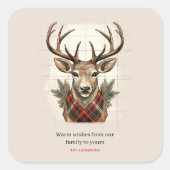 Rustieke Charm Boerderij Schatten met geruite Hert Vierkante Sticker (Voorkant)
