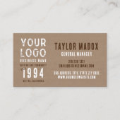 Rustieke Charm Kraft Paper Business Logo Est. Datu Visitekaartje (Voorkant)