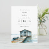 Rustieke Charm Nautisch Zee Boat Shed Beach Weddin Kaart (Staand voorkant)