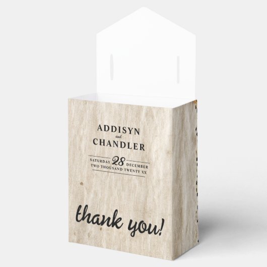 Rustieke Charm Wedding Burlap & Lace Schuur Hout Bedankdoosjes (Geopend)