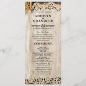Rustieke Charm Wedding Burlap & Lace Schuur Hout Programma (Voorkant)