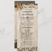 Rustieke Charm Wedding Burlap & Lace Schuur Hout Programma (Voorkant / Achterkant)