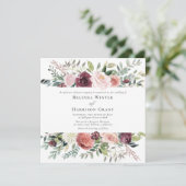 Rustieke charme Bourgondië Blozende Roze SQ Bloeme Kaart (Staand voorkant)