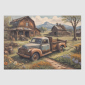 Rustieke charme:  pick-up & boerderij decoupage tissuepapier (Voorkant)