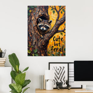 Rustieke charme: wasbeer in de woestijn poster