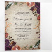 Rustieke Chateau Bloemen Alles in één bruiloft Drieluik Uitnodiging (Binnenzijde eerst)