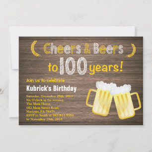 Rustieke Cheers en Bieren 100e Verjaardagsuitnodig Kaart