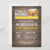Rustieke Cheers en Bieren 21e Verjaardag Kaart (Voorkant)