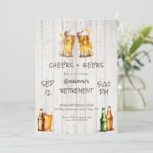 Rustieke Cheers en Bieren Pensioenfeest Kaart