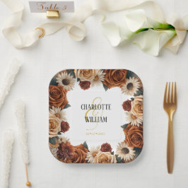 Rustieke Chic Bloemen Huwelijk Papieren Bordje