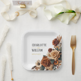 Rustieke Chic Bloemen Huwelijk Papieren Bordje