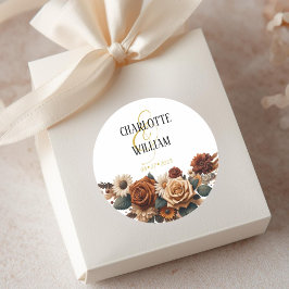 Rustieke Chic Bloemen Huwelijk Ronde Sticker