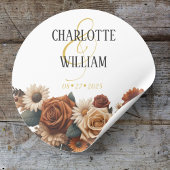 Rustieke Chic Bloemen Huwelijk Ronde Sticker