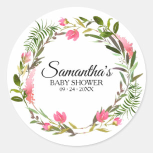 Rustieke Chic Bloemenkrans Baby Shower Ronde Sticker