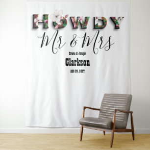 Rustieke Chic Bloemstuk Howdy Mijnheer en Mevrouw Wandkleed