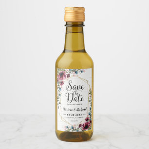 Rustieke Chic Bourgogne Bloem Bruiloft Save The Da Wijn Etiket