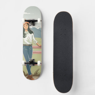 Rustieke Chic Cowgirl Pastelkleur Western Berg Tom Skateboard