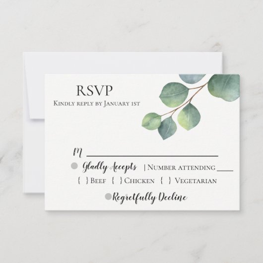 Rustieke Chic Eucalyptus Wedding RSVP (Voorkant)