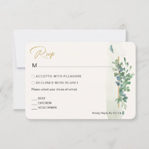 Rustieke Chic Goud Groene Eucalyptus Huwelijks RSV RSVP Kaartje