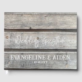 Rustieke Chic Grijs Barnwood Bruiloft Gastenboek