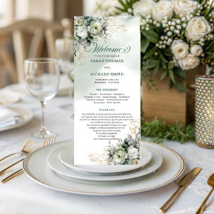 Rustieke Chic Groen en Goud Eucalyptus Bruiloft Programma